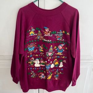 Oversized Cute Winter Sport Animals Tunic